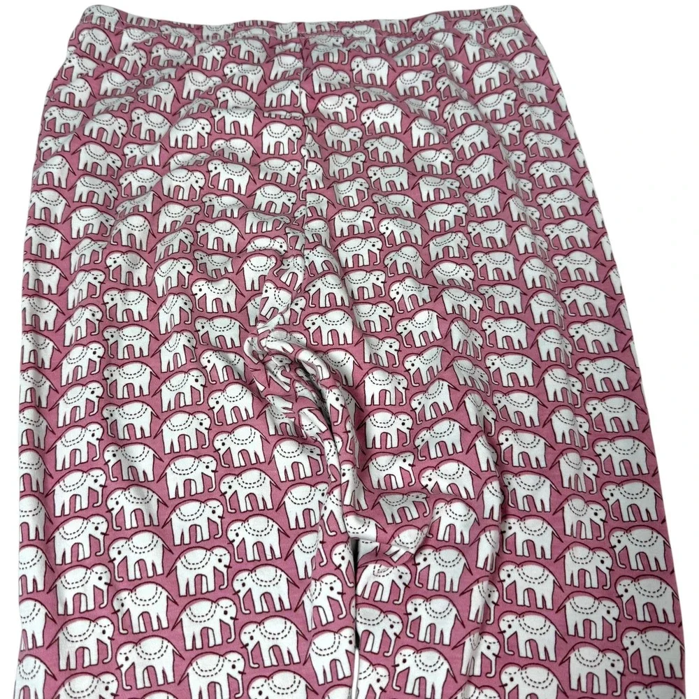 Roller Rabbit Elephant Pajama Set Kids Size 12 Pink Pima Cotton Made Peru PJ